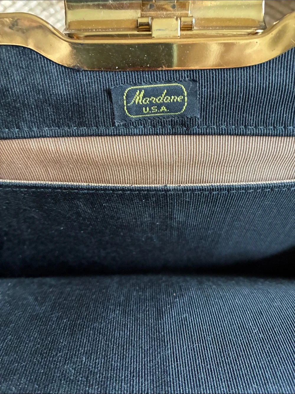 Mardane USA 1960’s Vintage Soft Black Leather Shoulder Bag with Gold Accent